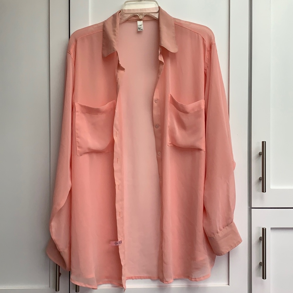 American apparel pink chiffon blouse one size